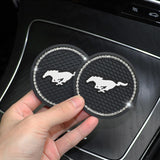 2PCS Ford Mustang Diamond Car Water Coaster Cup Mat