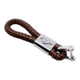 Ford Mustang Logo PU Leather Braided Rope Car Keychain