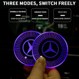 2pcs Mercedes Benz Logo Car Water Coasters 7-color LED Light Cup Mat Holder