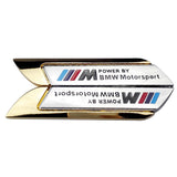 2pcs BMW M Power Logo Metal Car Side Sticker Emblem Badge Decal Auto Body Decoration