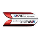 2pcs BMW M Power Logo Metal Car Side Sticker Emblem Badge Decal Auto Body Decoration