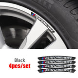 4pcs/set 9cm BMW Performance Aluminum Alloy Car Wheel Rim Tyre Sticker