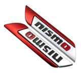 2pcs Nissan Nismo Logo Metal Car Side Sticker Emblem Badge Decal Auto Body Decoration