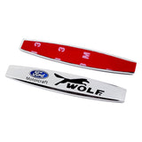 2pcs Ford RS Wolf ST Logo Metal Car Fender Side Badge Decal Rear Emblem Sticker