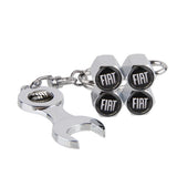 4pcs/set Fiat 500 Logo Car Air Valve Stem Cap Auto Tyre Valve Covers with Wrench