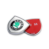 2pcs 39x39mm Skoda Shield Metal Car Window Sticker Emblem Badge Decal