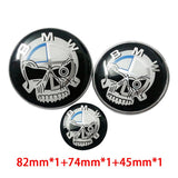 3PCS BMW 82mm Front Bonnet Emblem 74mm Rear Badge 45mm Car Steering Wheel Center Sticker Decal