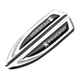 2pcs Peugeot Metal Car Side Fender Emblem Sticker Decal