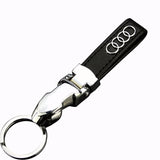 Audi Car Logo Leopard Head PU Leather Keychain Key Pendant
