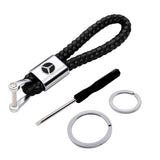 Mercedes Benz Logo PU Leather Braided Rope Car Keychain