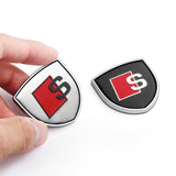 2pcs 39x39mm Audi Sline Shield Metal Car Window Sticker Emblem Badge Decal