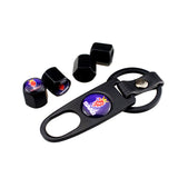 4pcs/set SAAB Car Air Valve Stem Cap Auto Tyre Valve Covers with Keychain