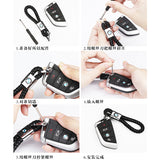 BMW Logo PU Leather Braided Rope Car Keychain