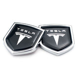 2PCS Tesla Metal Car Rear Sticker Shield Trunk Emblem Badge Decal