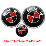 3PCS BMW 82mm Front Bonnet Emblem 74mm Rear Badge 45mm Car Steering Wheel Center Sticker Decal