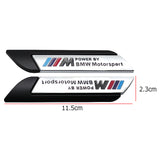 2pcs BMW M Power Logo Metal Car Side Sticker Emblem Badge Decal Auto Body Decoration