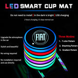 2pcs Fiat Logo Car Water Coasters 7-color LED Light Cup Mat Holder