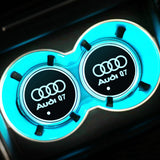 2pcs Audi RS S Line S4 S5 S6 S7 Logo Car Water Coasters 7-color LED Light Cup Mat Holder