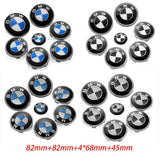 7PCS BMW 1 3 5 7 Series Car Front Hood Sticker Rear Emblem Badge Car Steering Wheel Sticker Wheel Center Hub Cap