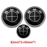 82mm BMW Car Front Bonnet Emblem 82mm Rear Badge 45mm Car Steering Wheel Center Sticker Decal