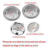 7PCS BMW 1 3 5 7 Series Car Front Hood Sticker Rear Emblem Badge Car Steering Wheel Sticker Wheel Center Hub Cap