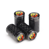 4pcs/set Abarth Logo Carbon Fiber Car Air Valve Stem Cap Auto Tyre Valve Covers