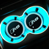 2pcs Audi RS S Line S4 S5 S6 S7 Logo Car Water Coasters 7-color LED Light Cup Mat Holder