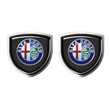 2pcs 39x39mm Alfa Romeo Shield Metal Car Window Sticker Emblem Badge Decal