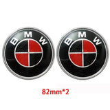 2PCS BMW Logo X1 X3 X5 X6 1 3 5 7 Series 82mm Car Front Hood Sticker 82mm Auto Trunk Emblem Rear Badge Decal