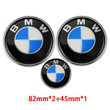 82mm BMW Car Front Bonnet Emblem 82mm Rear Badge 45mm Car Steering Wheel Center Sticker Decal