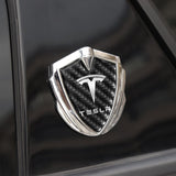 Tesla Shield Carbon Fiber Car Side Window Sticker Emblem Badge Decal