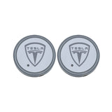 2pcs Tesla Logo Car Water Coasters 7-color LED Light Cup Mat Holder