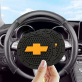 2pcs/set Chevrolet Logo PVC Waterproof Car Water Coaster