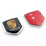 2PCS Porsche Metal Car Rear Sticker Shield Trunk Emblem Badge Decal