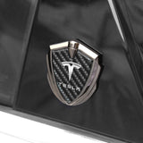 Tesla Shield Carbon Fiber Car Side Window Sticker Emblem Badge Decal