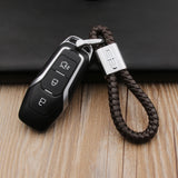 Lincoln Logo PU Leather Braided Rope Car Keychain