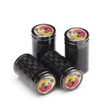 4pcs/set Abarth Logo Carbon Fiber Car Air Valve Stem Cap Auto Tyre Valve Covers