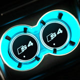 2pcs Audi RS S Line S4 S5 S6 S7 Logo Car Water Coasters 7-color LED Light Cup Mat Holder