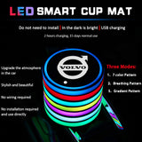 2pcs Volvo Logo Car Water Coasters 7-color LED Light Cup Mat Holder