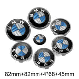 7PCS BMW 1 3 5 7 Series Car Front Hood Sticker Rear Emblem Badge Car Steering Wheel Sticker Wheel Center Hub Cap