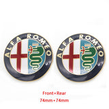 2pcs 7.4cm Alfa Romeo Car Front Hood Grille Sticker Auto Rear Emblem Badge Decal