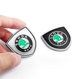 2pcs 39x39mm Skoda Shield Metal Car Window Sticker Emblem Badge Decal