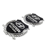 2PCS Hyundai Metal Car Rear Sticker Shield Trunk Emblem Badge Decal