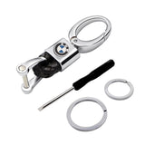 BMW Logo PU Leather Braided Rope Car Keychain