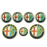 7pcs/set Alfa Romeo Car Front Rear Emblem Badge Auto Hub Caps Car Steering Wheel Sticker