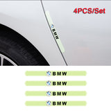 4pcs BMW M Performance Luminous Car Door Bumper Strip Anti-collision Protection Sticker