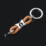 Ford Mustang Logo Braided Rope Car Keychain Keyring