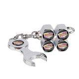 4pcs/set Cadillac Logo Car Air Valve Stem Cap Auto Tyre Valve Covers with Wrench