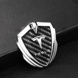 Tesla Shield Carbon Fiber Car Side Window Sticker Emblem Badge Decal