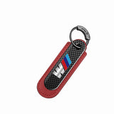 BMW M Power Logo PU Leather Carbon Fiber Car Keyring